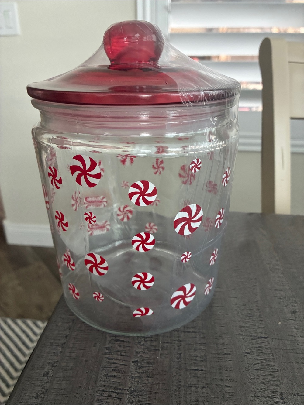 NIP Glass Holiday Canister with Res Glass Lid